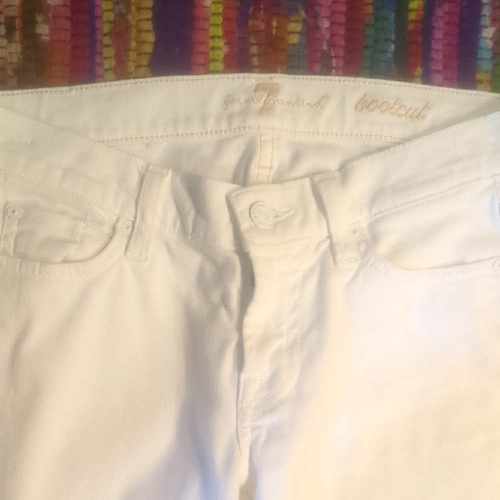 7 For All Mankind Women's Cream Bootcut Jeans